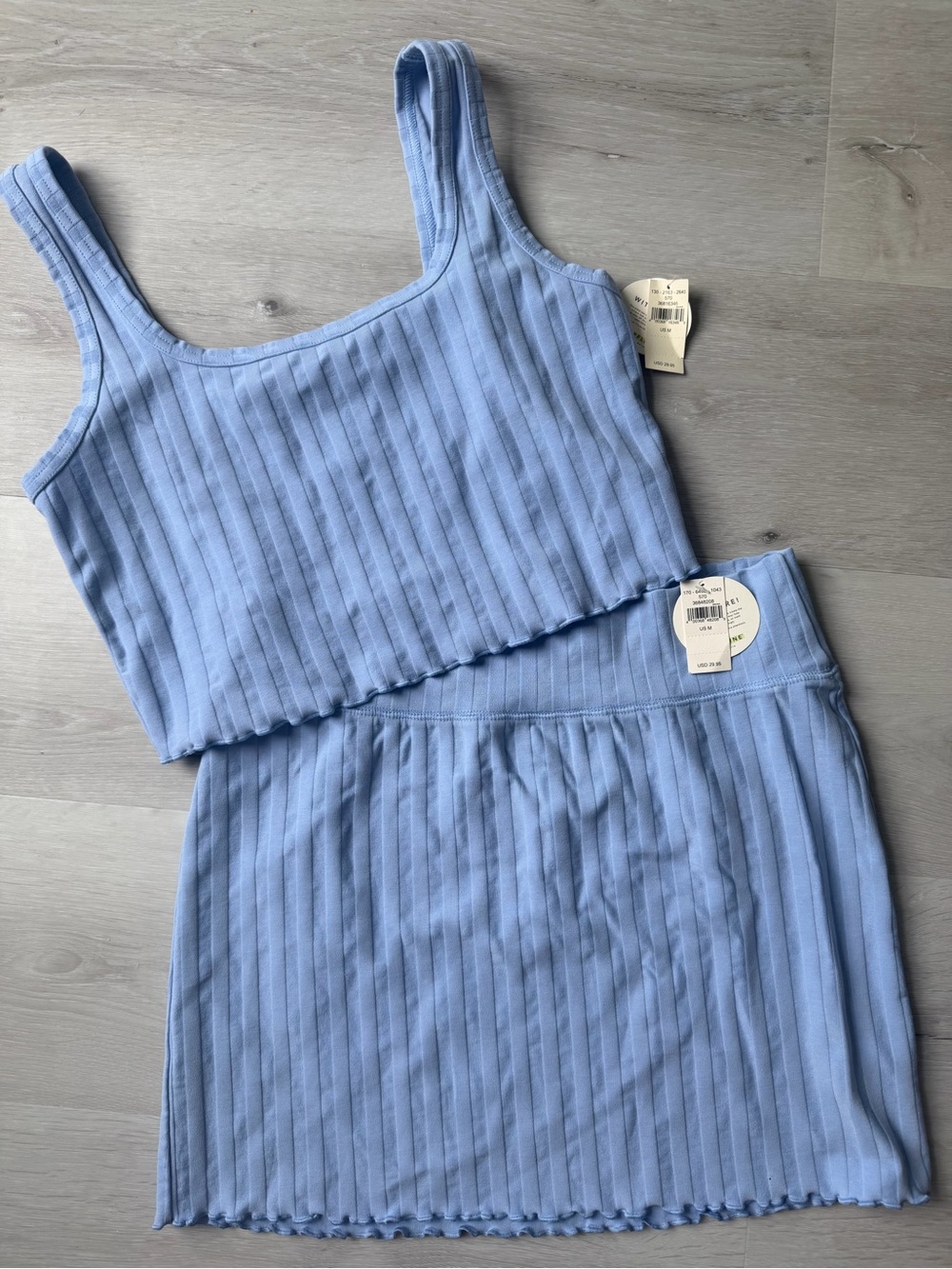 Aerie offline Ribbed Light Blue Tank and Skirt Set - Women